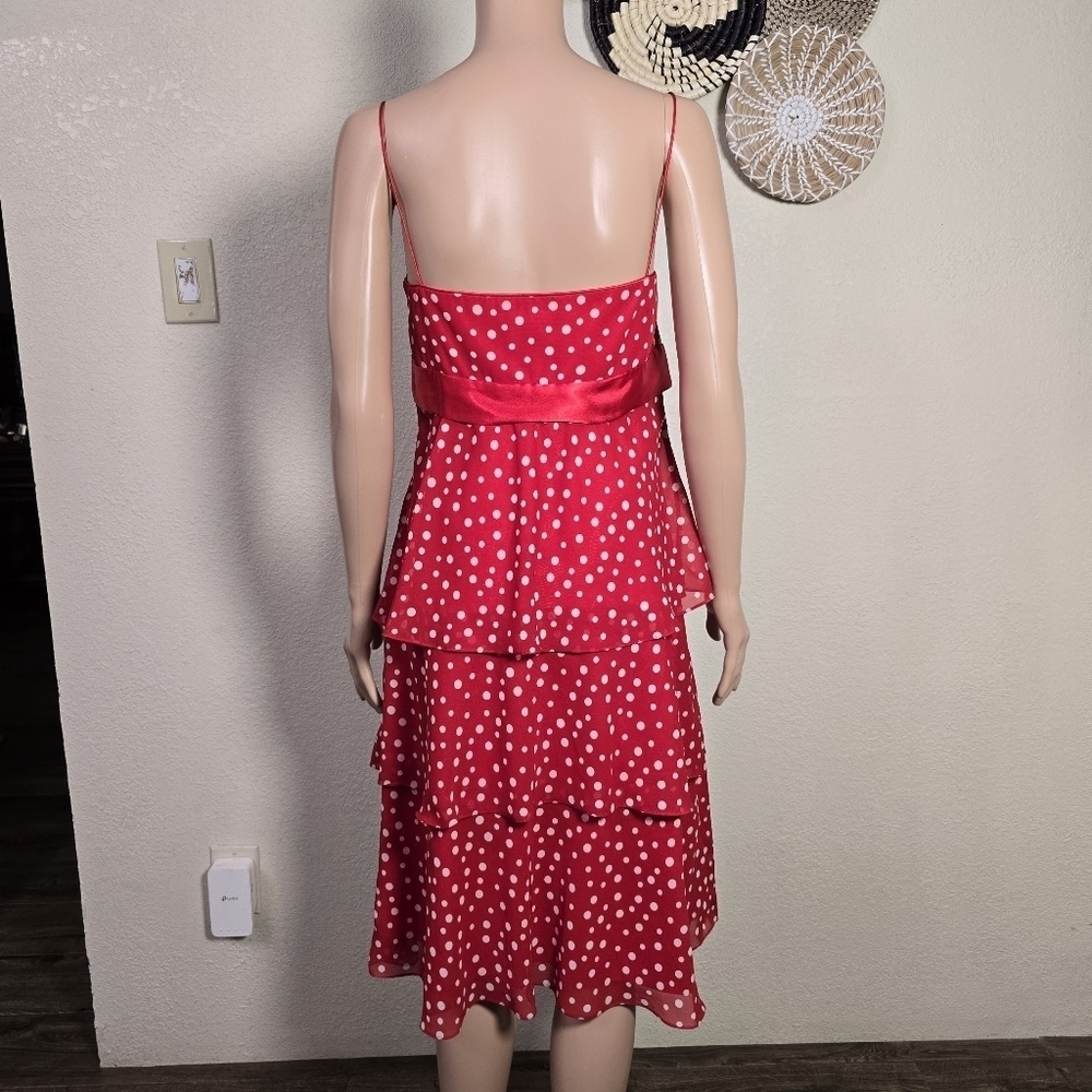 Liz Claiborne Red Polka Dot Tiered Dress Size 12 - Picture 4 of 16